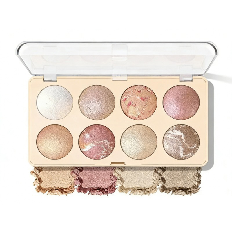 OEM Manufacturing of 8-Color Baked Powder Highlighter Eyeshadow Palette