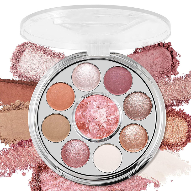Nine-Color Baked Eyeshadow Palette OEM Processing