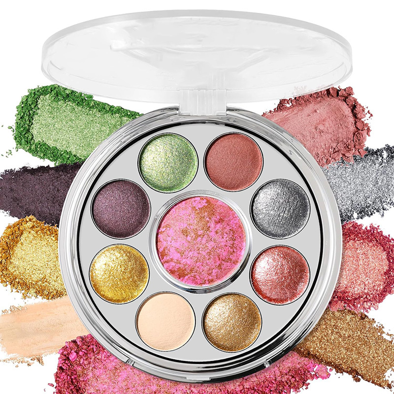 Nine-Color Baked Eyeshadow Palette OEM Processing