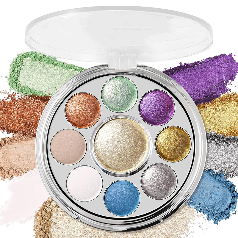 Nine-Color Baked Eyeshadow Palette OEM Processing